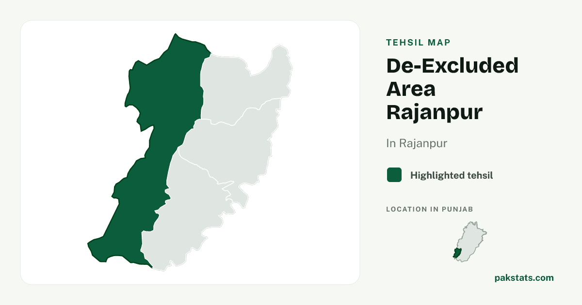 Locator map of De-Excluded Area Rajanpur highlighted within Rajanpur.