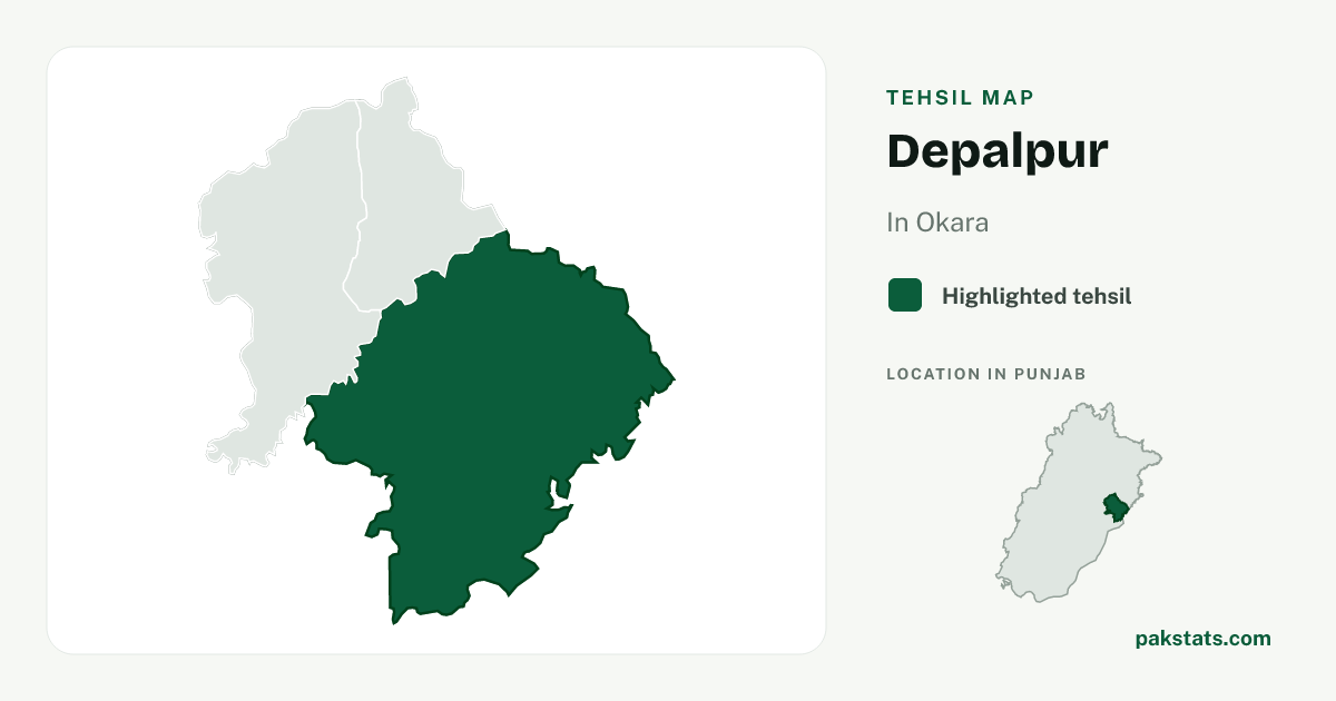 Locator map of Depalpur highlighted within Okara.
