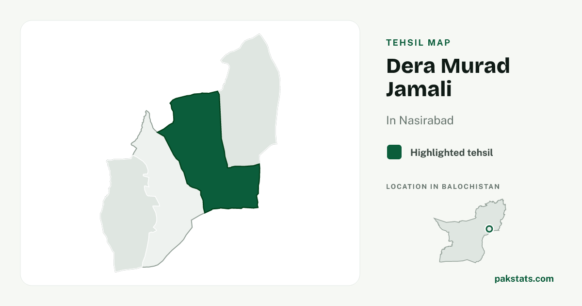 Locator map of Dera Murad Jamali highlighted within Nasirabad.