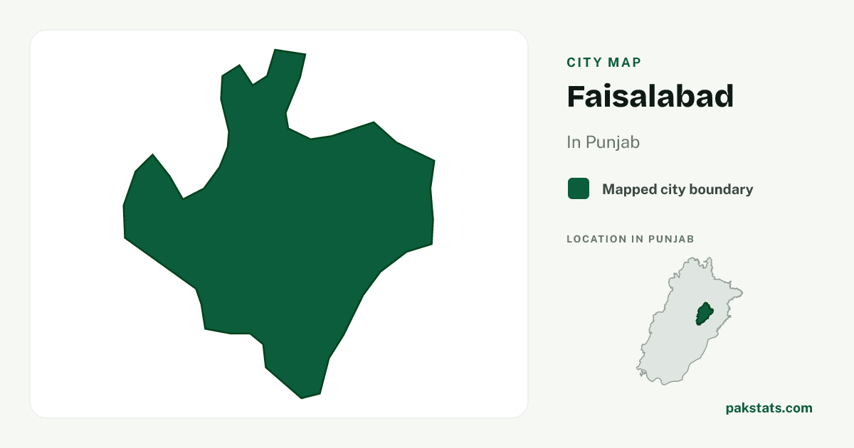 Locator map of Faisalabad highlighted within Punjab.