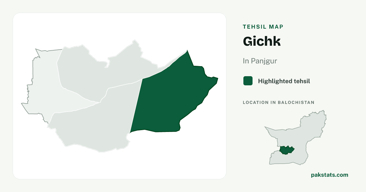 Locator map of Gichk highlighted within Panjgur.