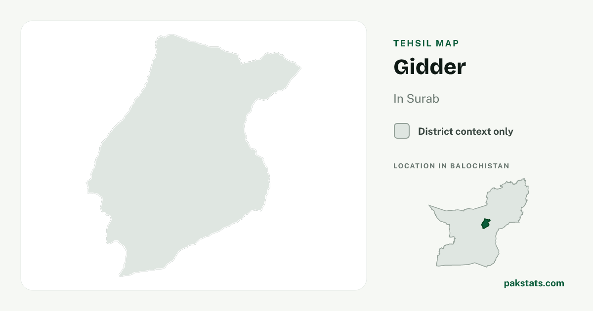 District context map for Gidder; no unambiguous current boundary matches the 2023 census tehsil.
