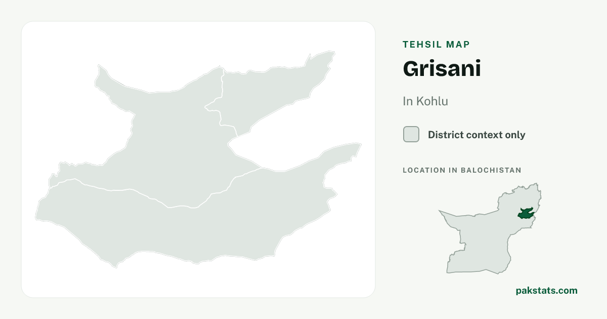 District context map for Grisani; no unambiguous current boundary matches the 2023 census tehsil.