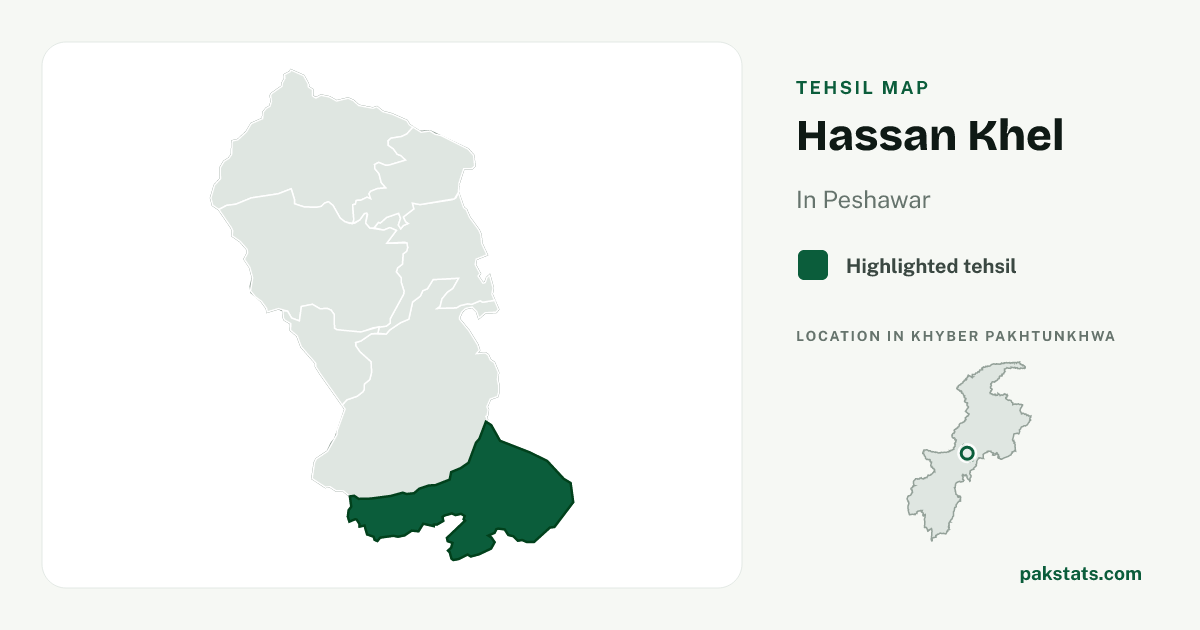 Locator map of Hassan Khel highlighted within Peshawar.