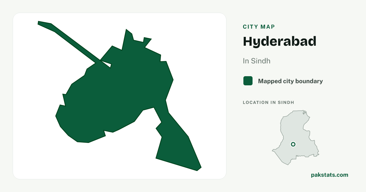 Locator map of Hyderabad highlighted within Sindh.