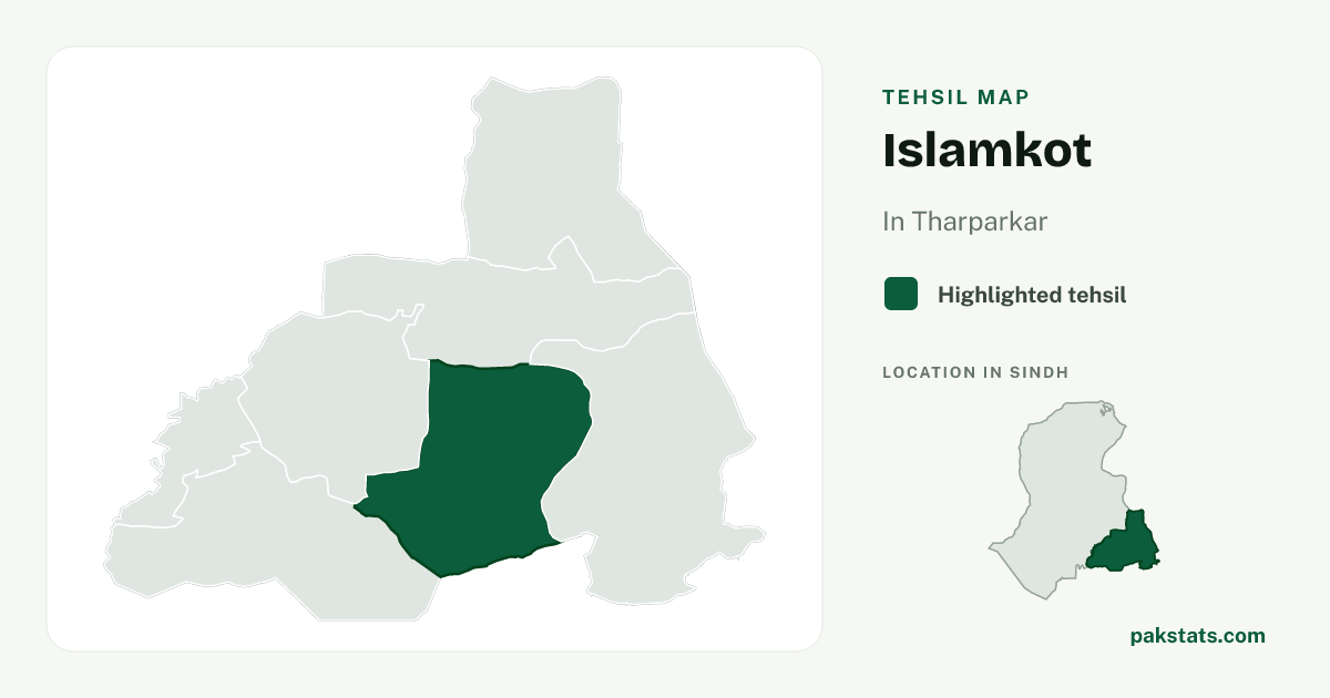 Locator map of Islamkot highlighted within Tharparkar.
