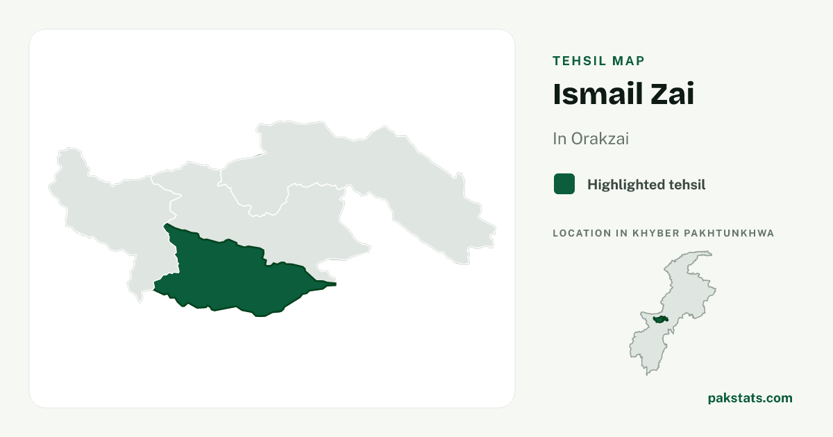 Locator map of Ismail Zai highlighted within Orakzai.