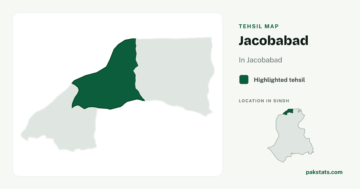 Locator map of Jacobabad highlighted within Jacobabad.