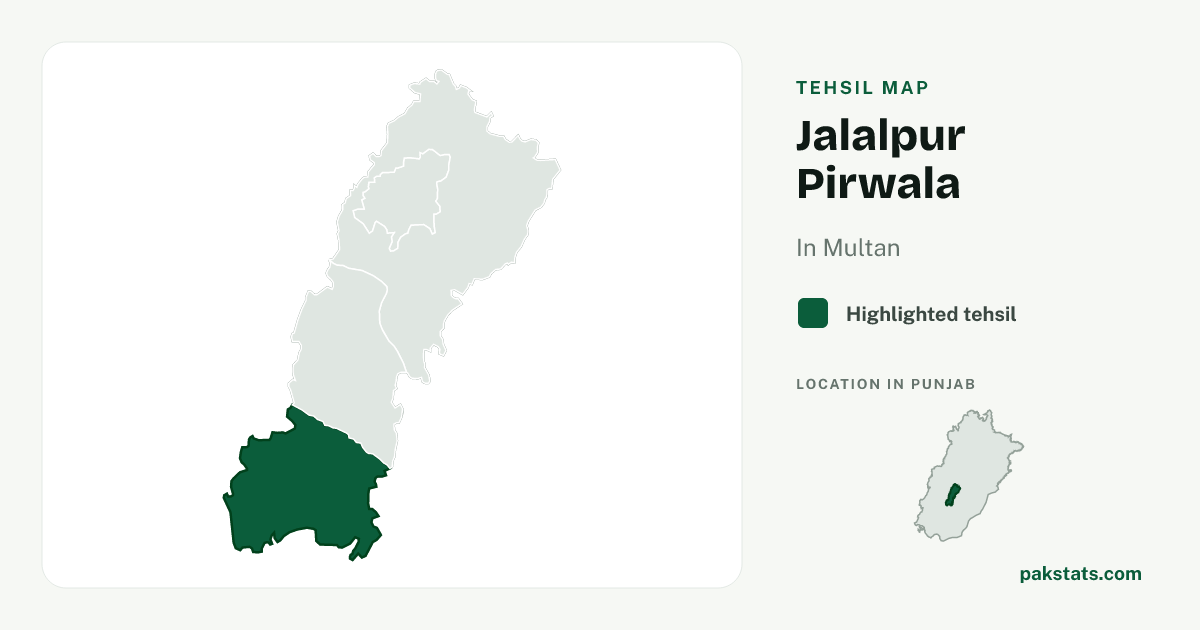 Locator map of Jalalpur Pirwala highlighted within Multan.