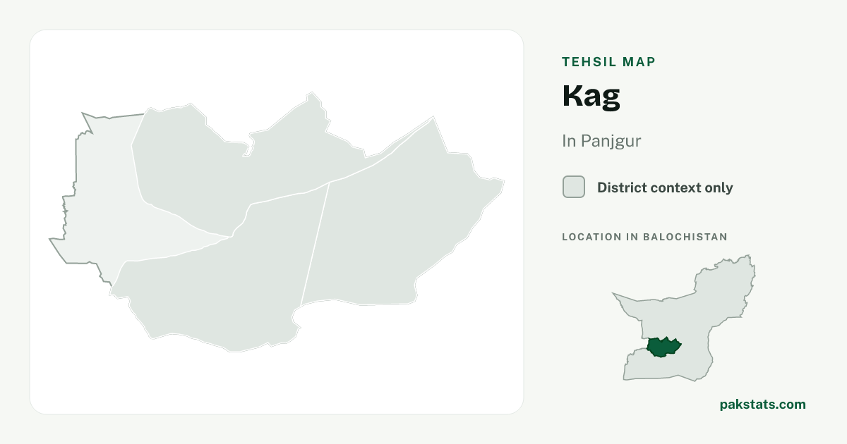 District context map for Kag; no unambiguous current boundary matches the 2023 census tehsil.