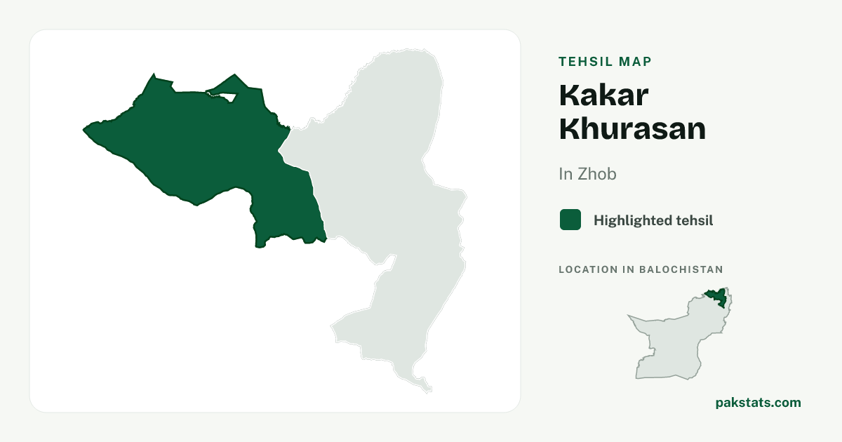 Locator map of Kakar Khurasan highlighted within Zhob.