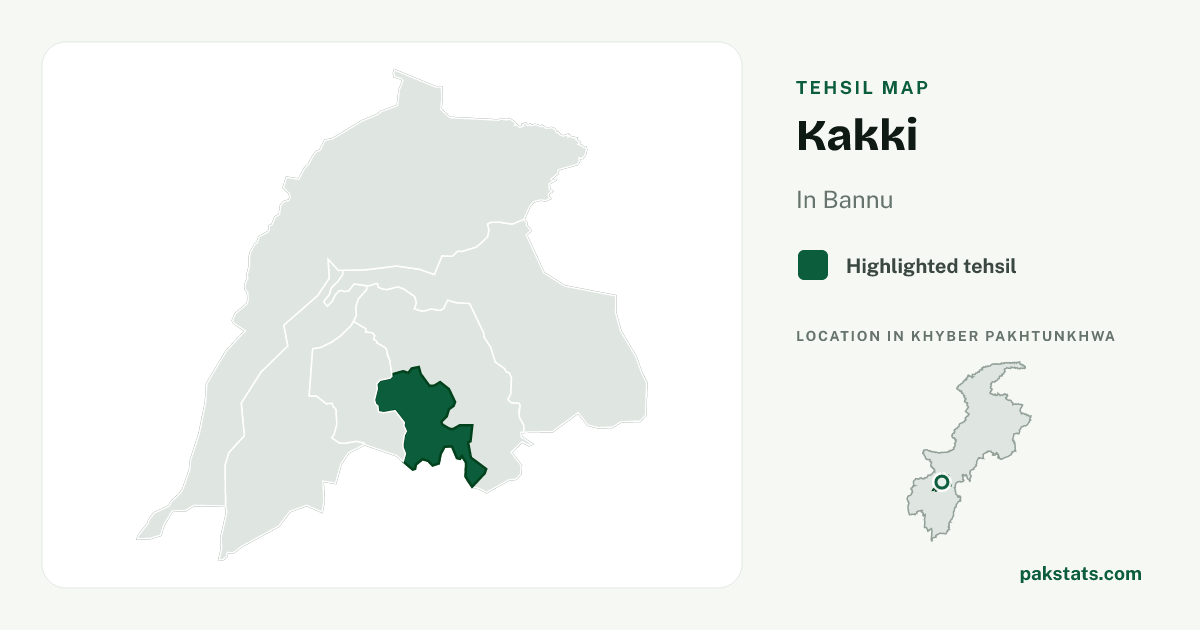 Locator map of Kakki highlighted within Bannu.