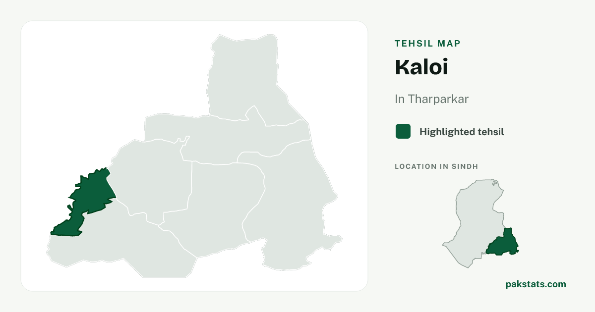 Locator map of Kaloi highlighted within Tharparkar.