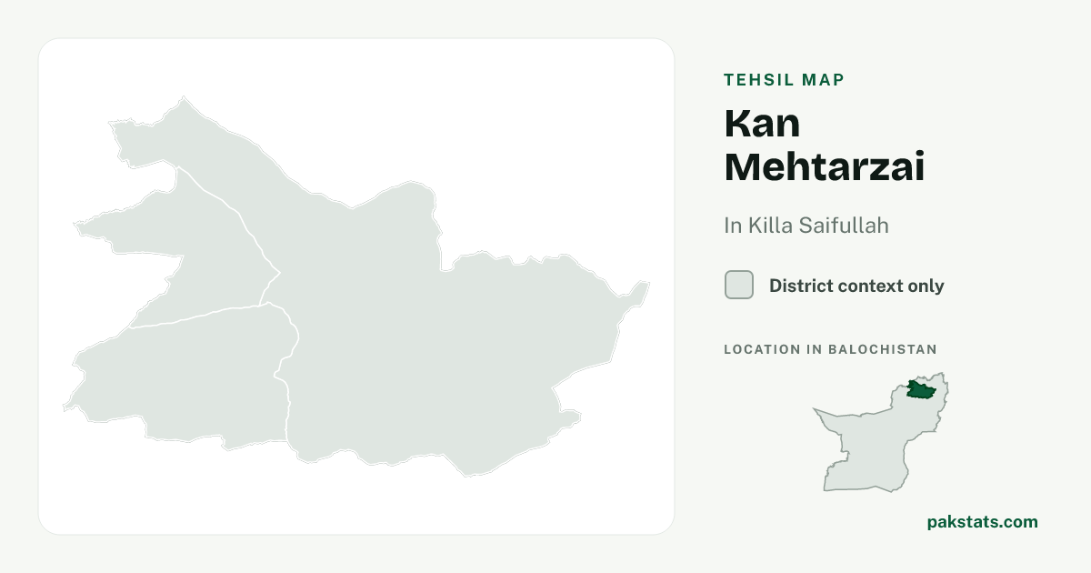 District context map for Kan Mehtarzai; no unambiguous current boundary matches the 2023 census tehsil.