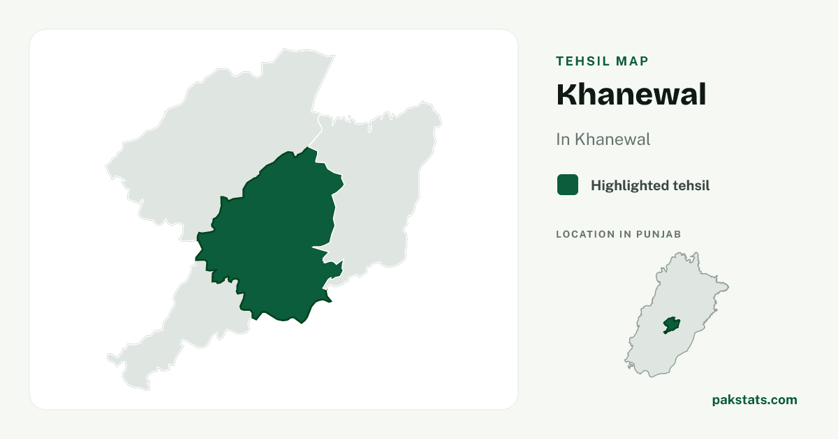 Locator map of Khanewal highlighted within Khanewal.