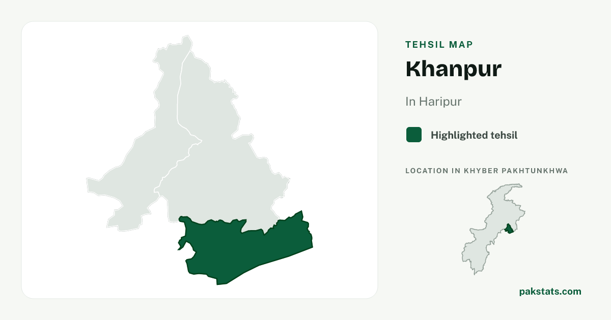 Locator map of Khanpur highlighted within Haripur.