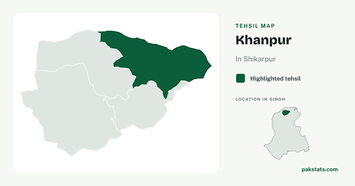 Locator map of Khanpur highlighted within Shikarpur.