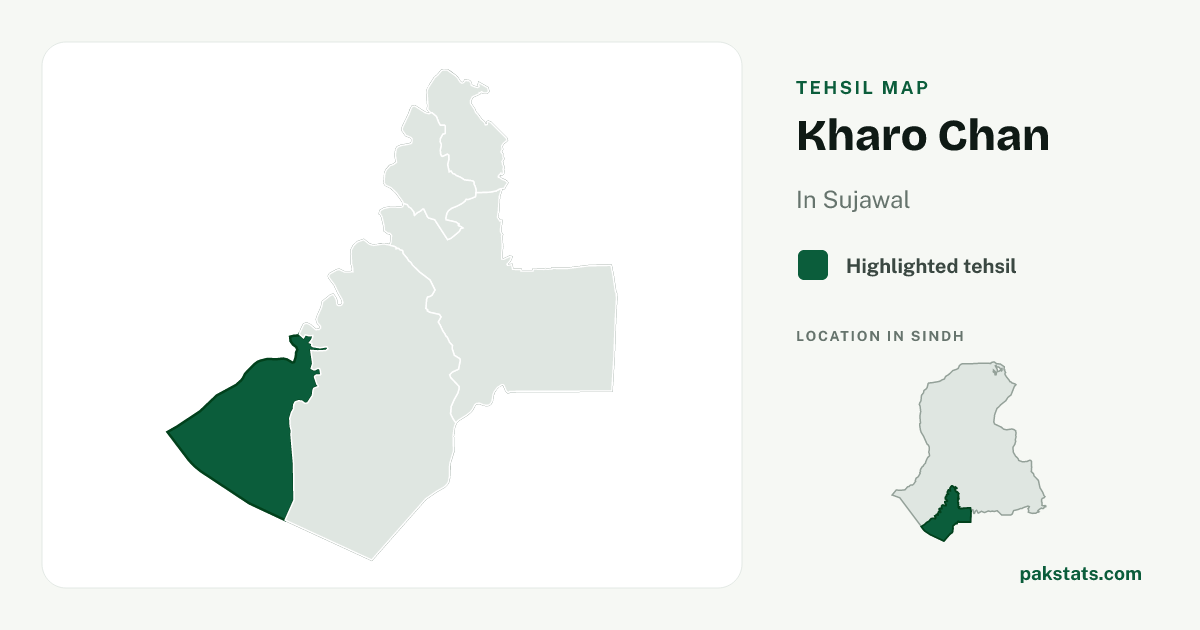 Locator map of Kharo Chan highlighted within Sujawal.
