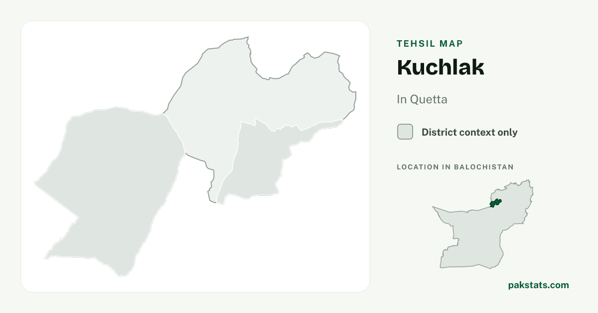 District context map for Kuchlak; no unambiguous current boundary matches the 2023 census tehsil.