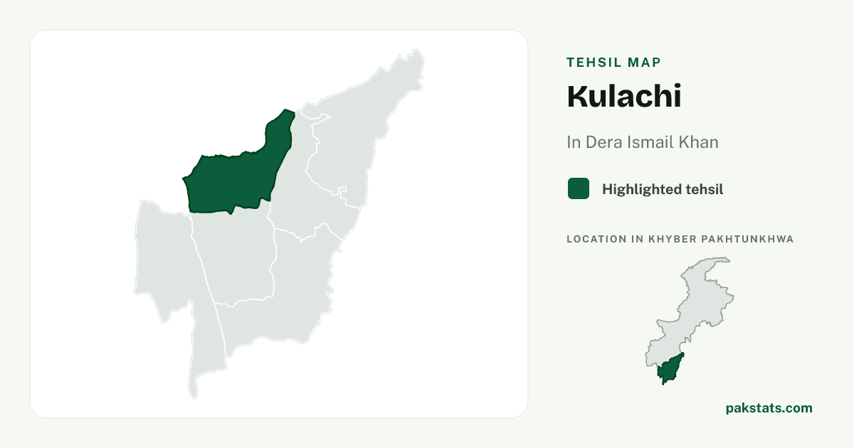 Locator map of Kulachi highlighted within Dera Ismail Khan.