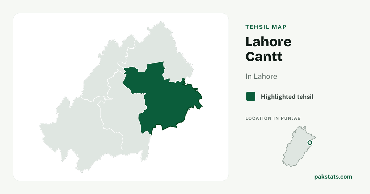 Locator map of Lahore Cantt highlighted within Lahore.