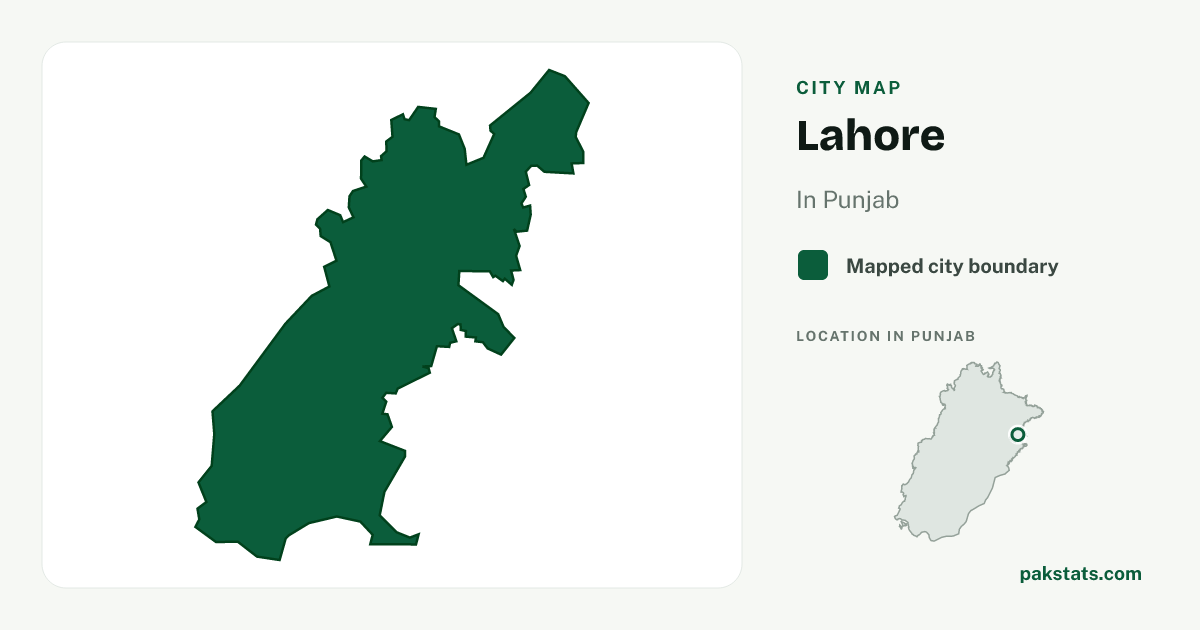 Locator map of Lahore highlighted within Punjab.