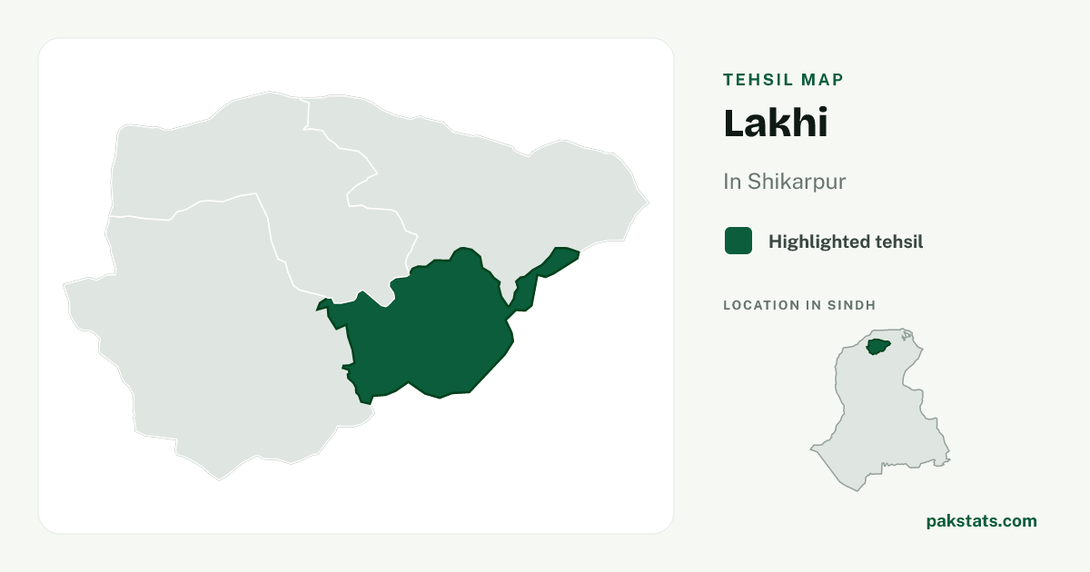 Locator map of Lakhi highlighted within Shikarpur.