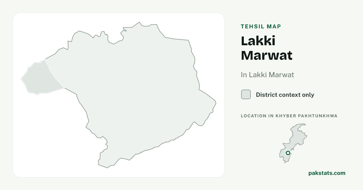 District context map for Lakki Marwat; no unambiguous current boundary matches the 2023 census tehsil.