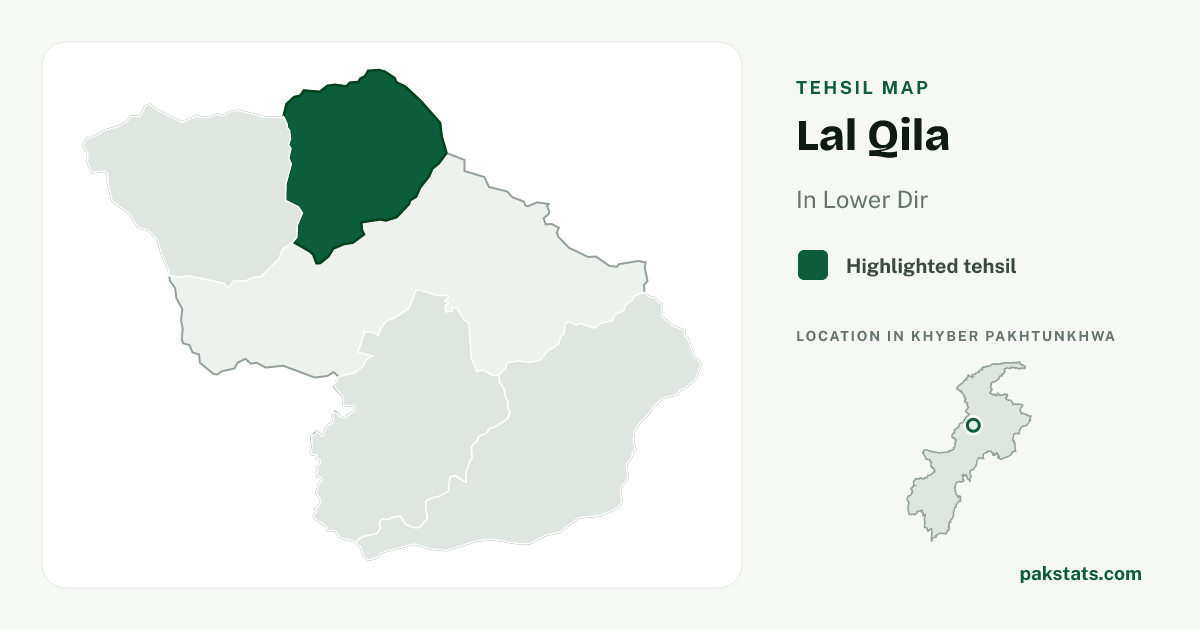 Locator map of Lal Qila highlighted within Lower Dir.