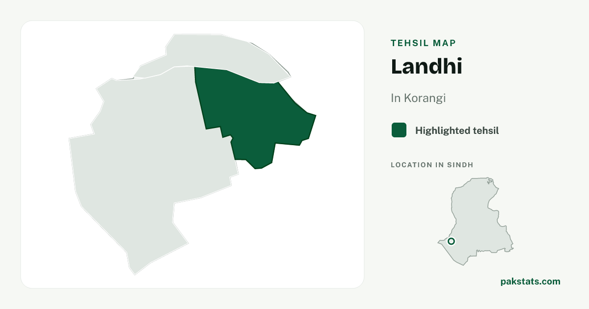 Locator map of Landhi highlighted within Korangi.