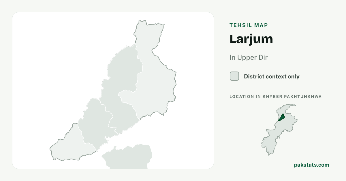 District context map for Larjum; no unambiguous current boundary matches the 2023 census tehsil.
