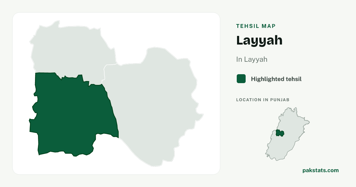 Locator map of Layyah highlighted within Layyah.