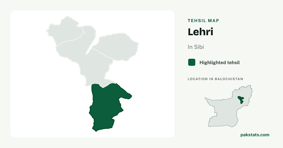 Locator map of Lehri highlighted within Sibi.