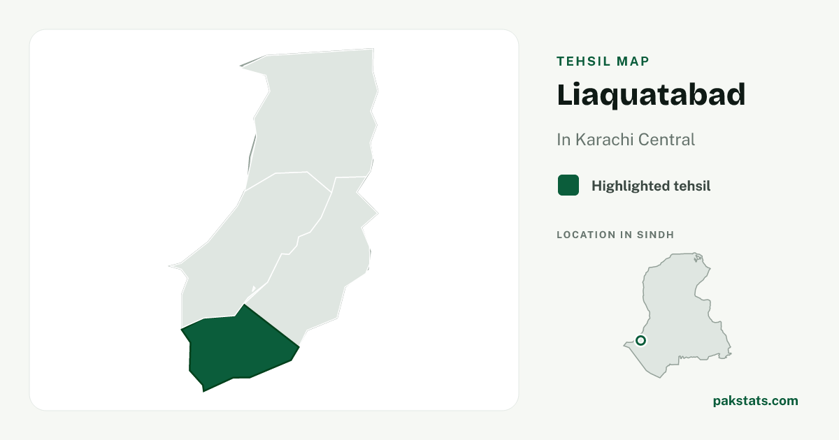 Locator map of Liaquatabad highlighted within Karachi Central.