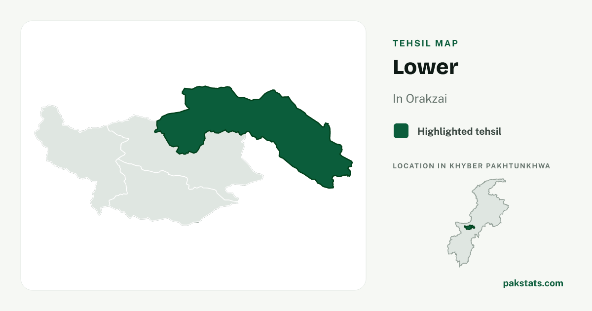 Locator map of Lower highlighted within Orakzai.