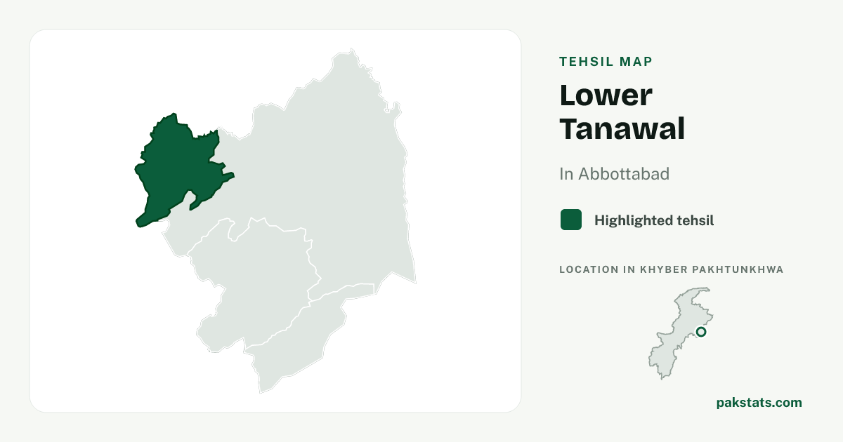 Locator map of Lower Tanawal highlighted within Abbottabad.
