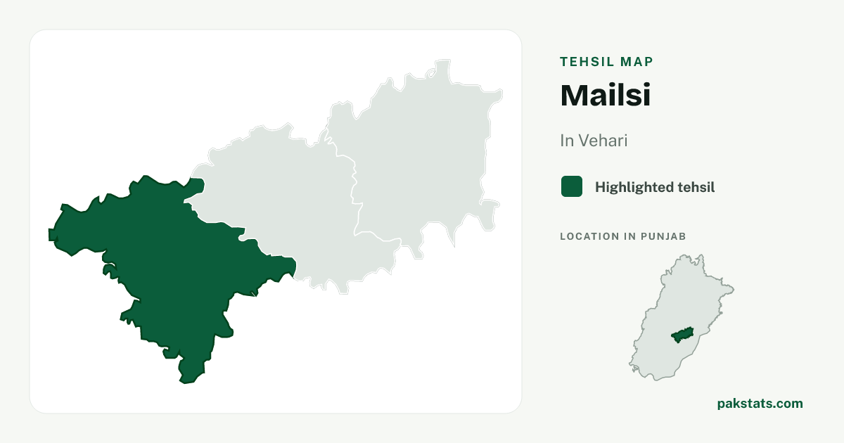 Locator map of Mailsi highlighted within Vehari.
