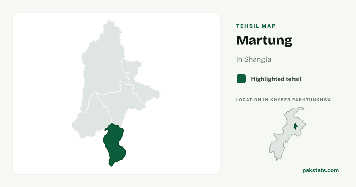 Locator map of Martung highlighted within Shangla.