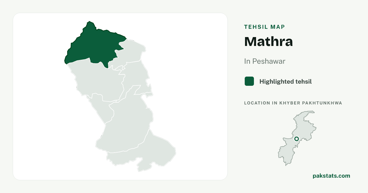 Locator map of Mathra highlighted within Peshawar.