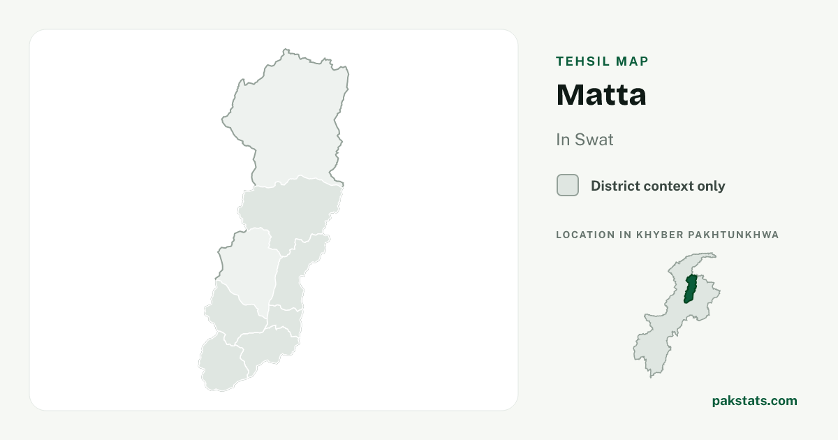 District context map for Matta; no unambiguous current boundary matches the 2023 census tehsil.