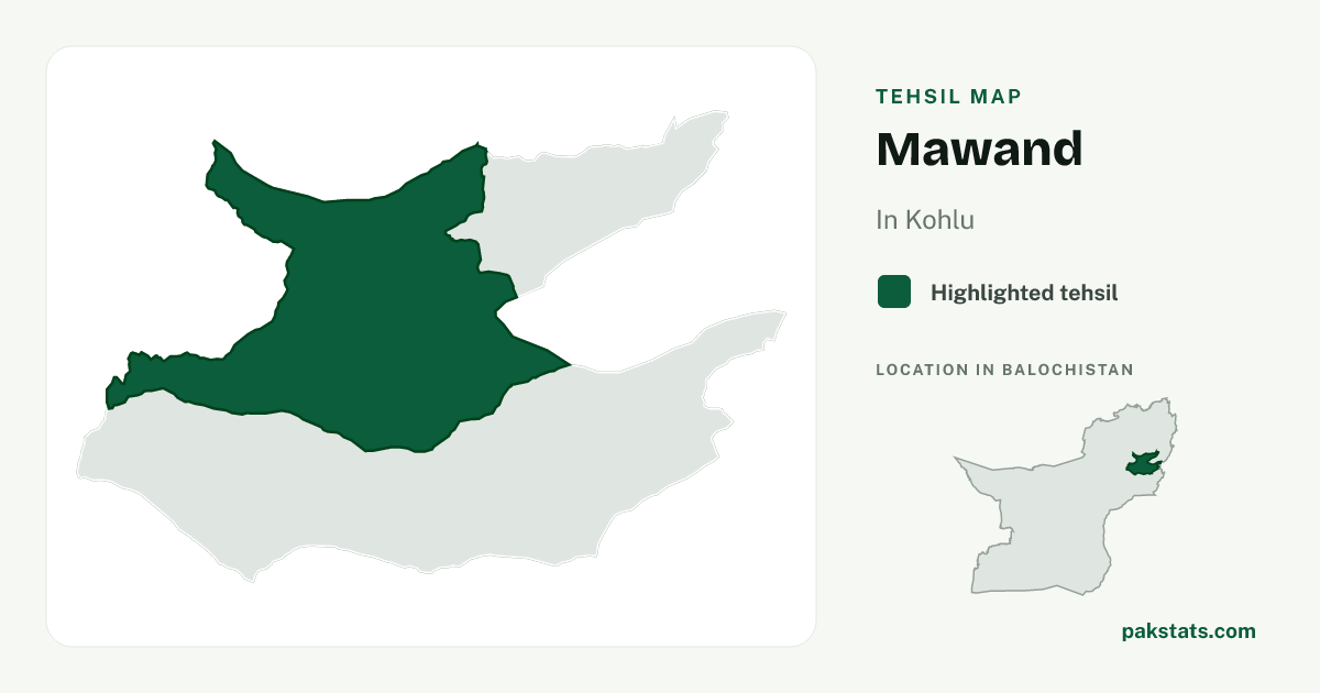 Locator map of Mawand highlighted within Kohlu.