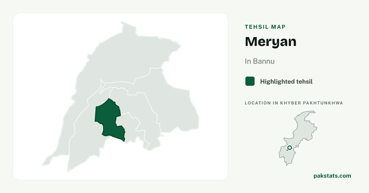 Locator map of Meryan highlighted within Bannu.