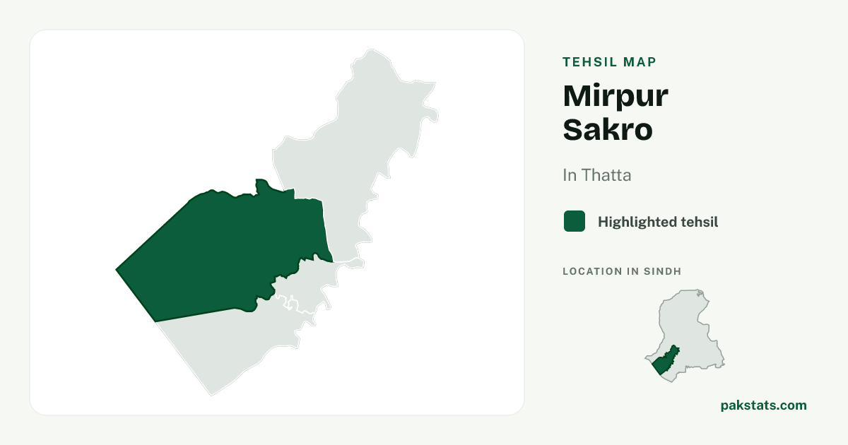 Locator map of Mirpur Sakro highlighted within Thatta.