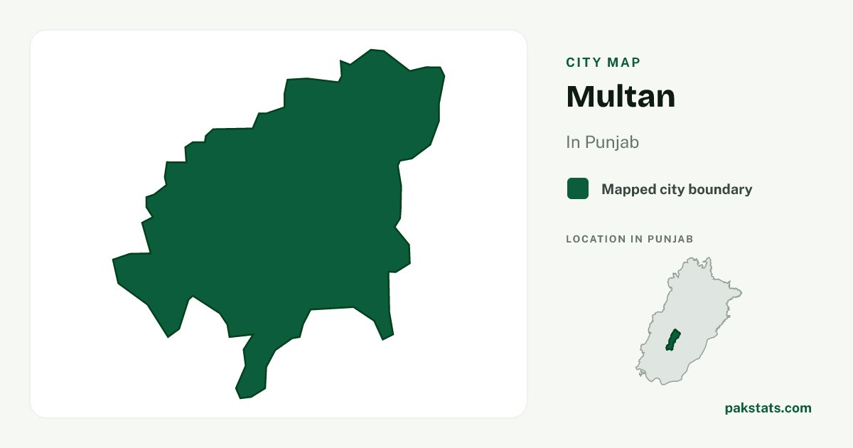 Locator map of Multan highlighted within Punjab.