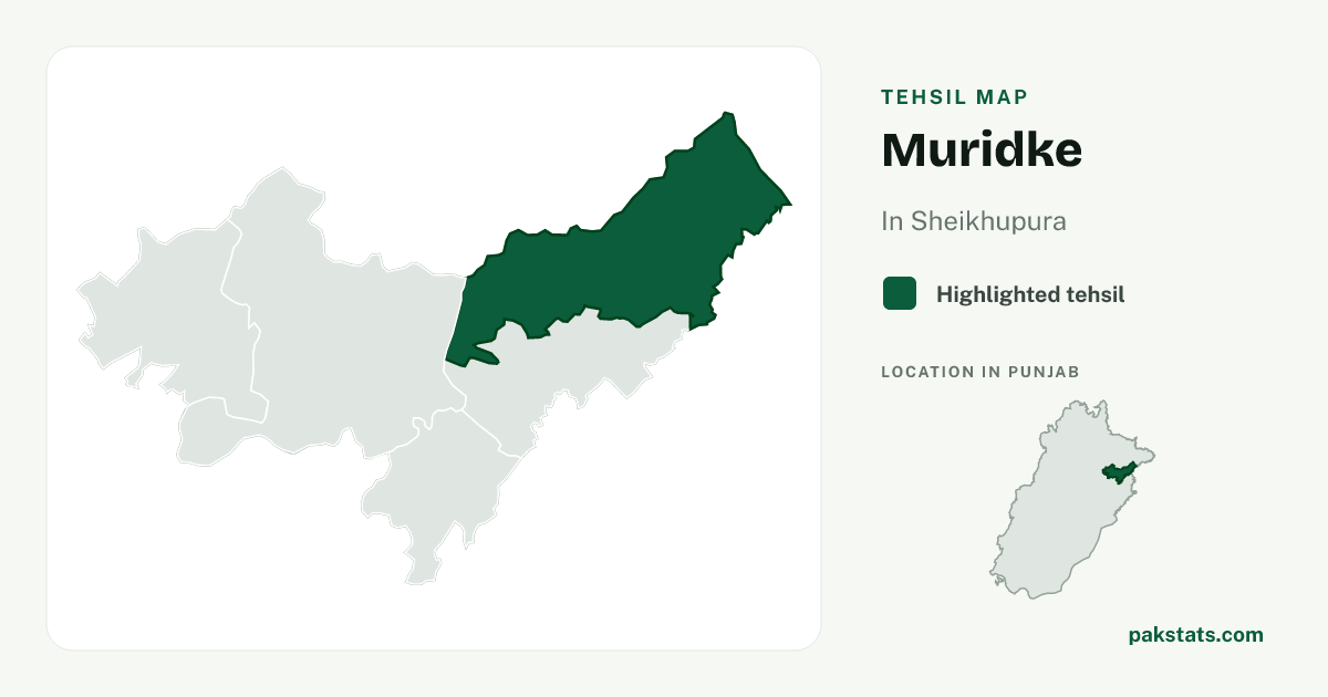 Locator map of Muridke highlighted within Sheikhupura.