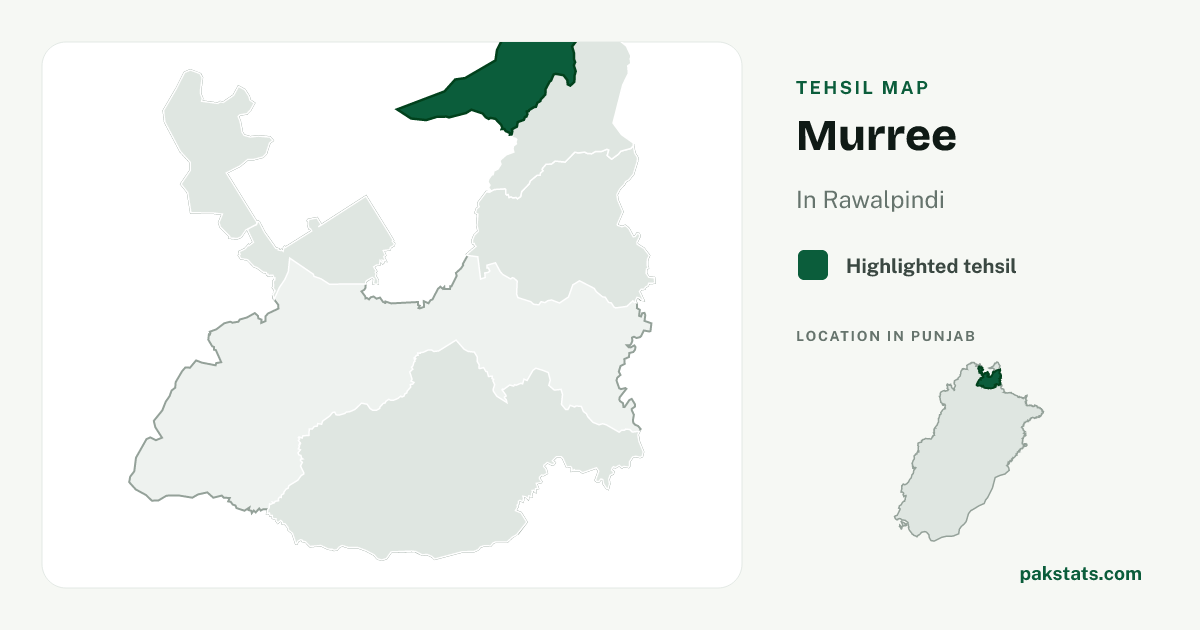 Locator map of Murree highlighted within Rawalpindi.