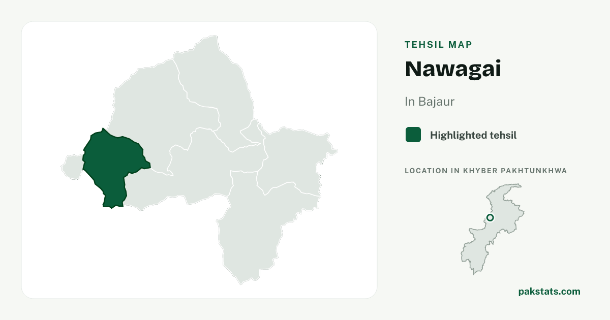 Locator map of Nawagai highlighted within Bajaur.