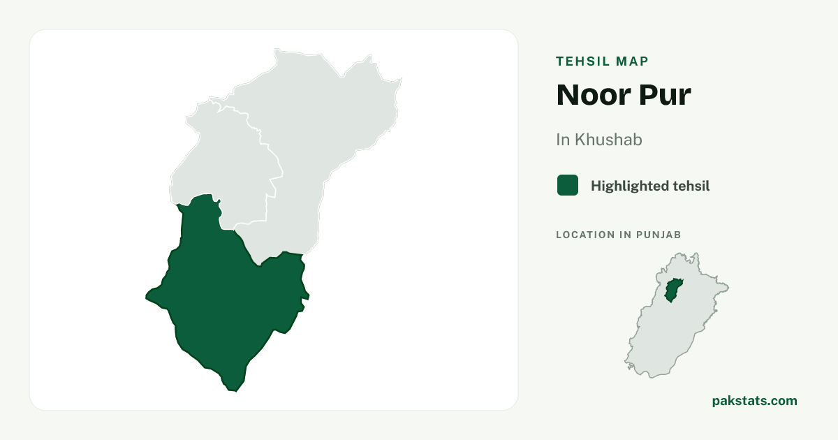 Locator map of Noor Pur highlighted within Khushab.