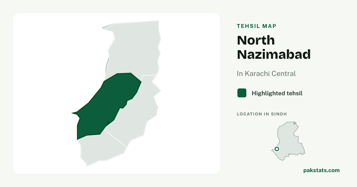 Locator map of North Nazimabad highlighted within Karachi Central.