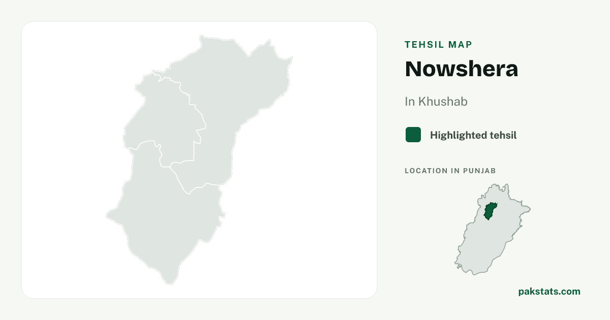 Locator map of Nowshera highlighted within Khushab.
